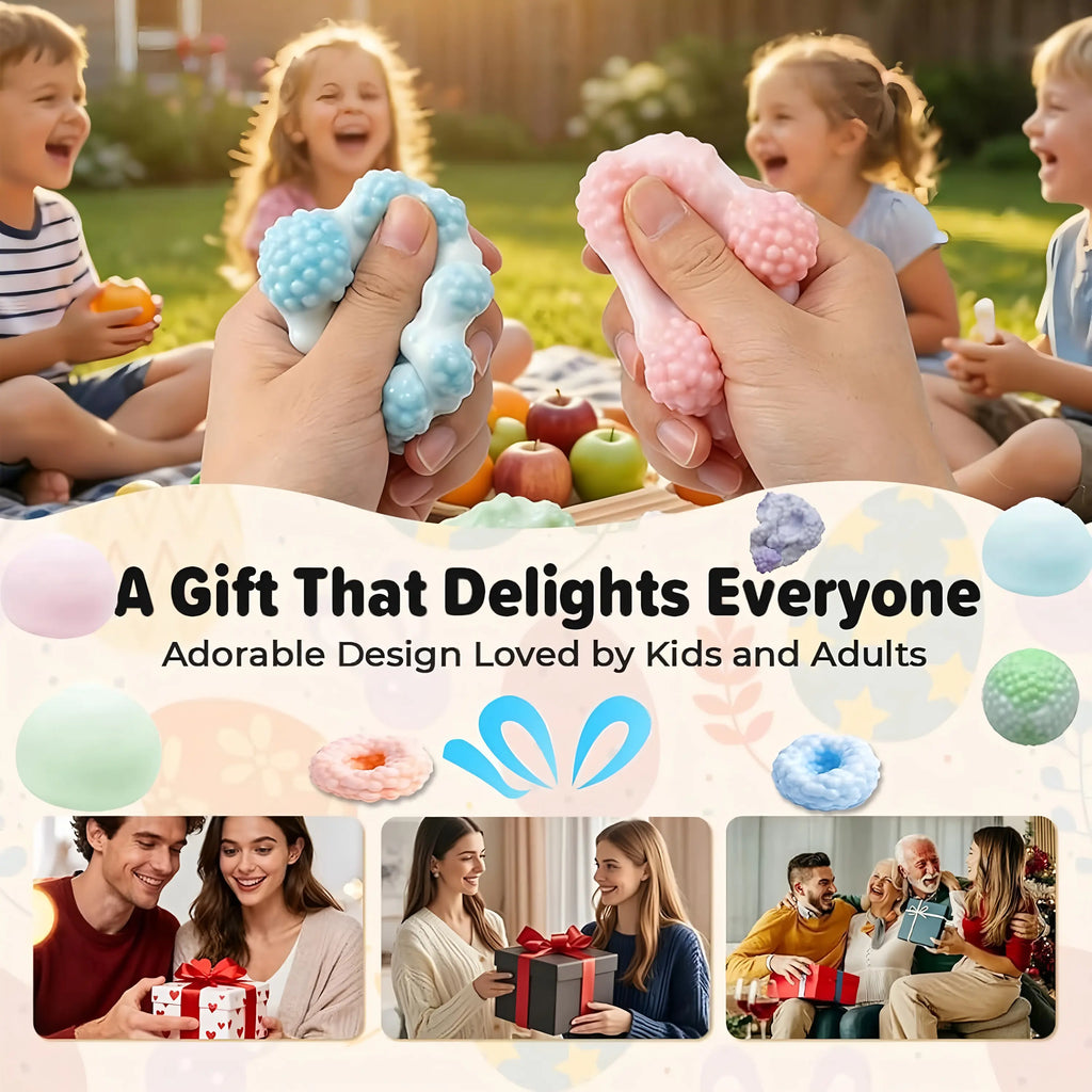 Crunchy Beaded Squishy Stress Ball, ASMR Smoothie Squeeze Toy, Anxiety Relief Fidget Toy for Adults & Kids, Party Favors Employee Gifts