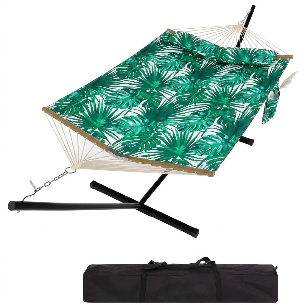 【Summer Sale】Heavy Duty Portable Double Hammock with Stand, 475 Lbs Capacity, Portable Design with Balance Rope, for Patio Backyard Garden Beach, Summer Vibe, Backyard Hammock, Outdoor Patio Furniture
