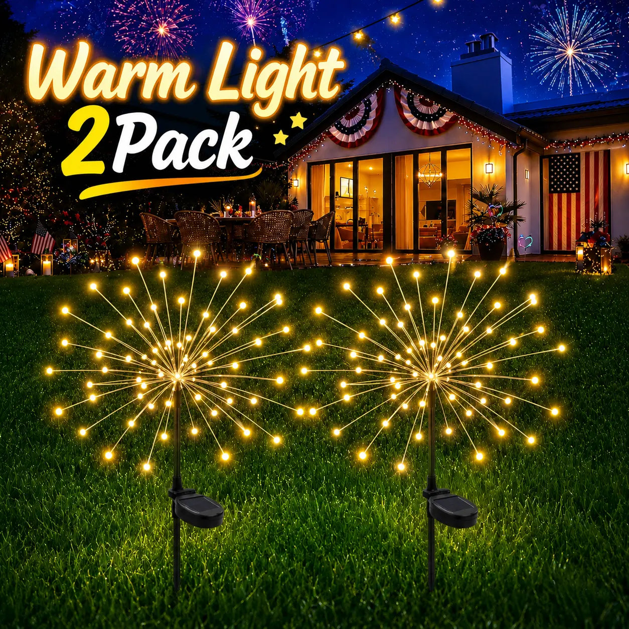 Solar Garden Lights Outdoor, 150LED Firework Lights for Summer, Waterproof Solar Fairy Lights with 8 Lighting Modes, Decorative Twinkle Lights for Garden, Yard, Patio, Pathway, Lawn & Outdoor Decor