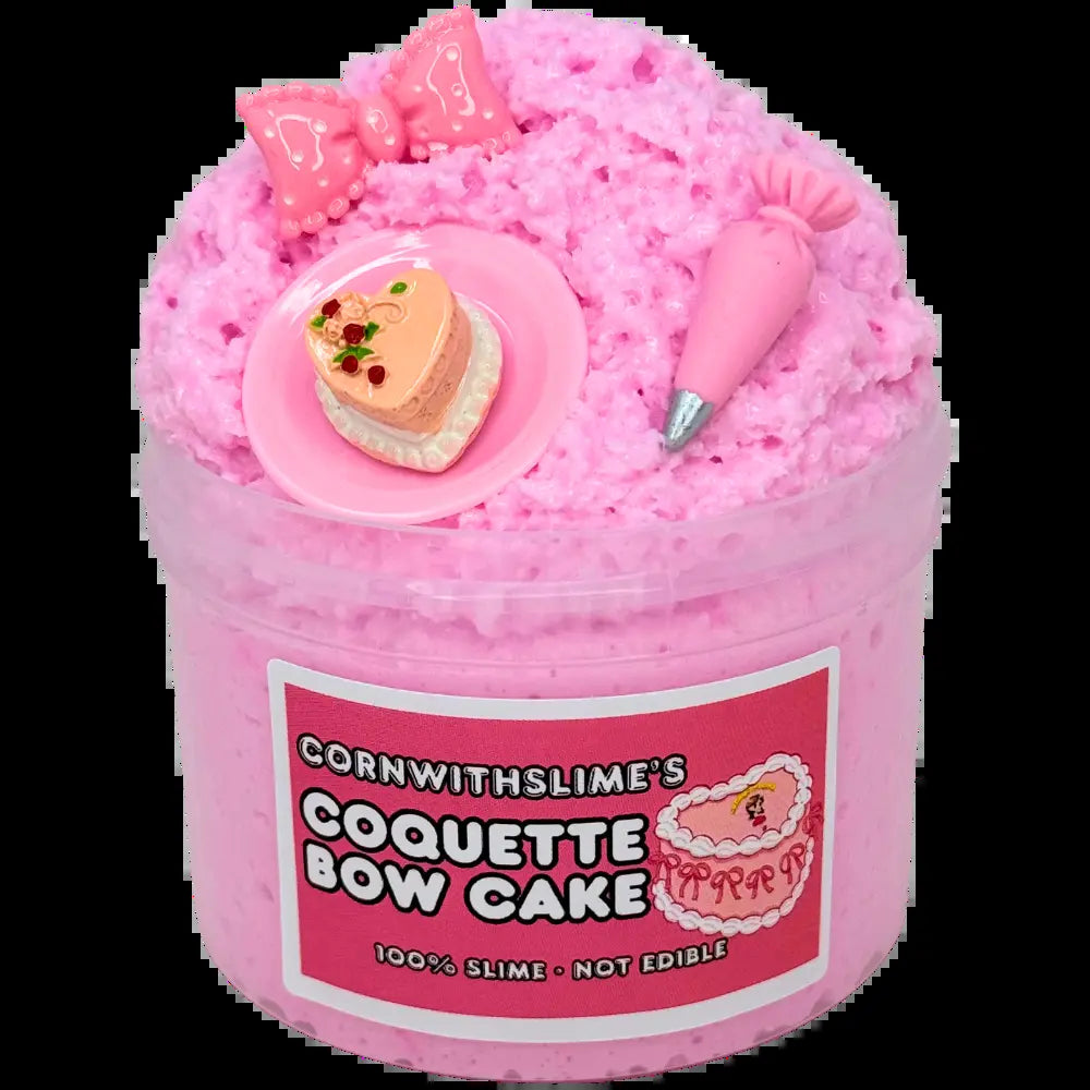 Coquette Bow Cake 8Oz Slime Snow Fizz Texture Scented Raspberry Lemon Cake