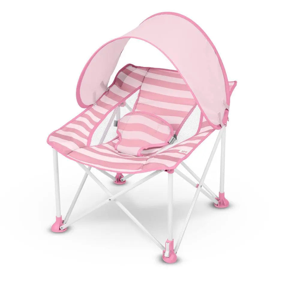 Bright Starts Pop ‘N Chill Travel Seat – Lightweight Foldable Baby Seat with Canopy, UPF 50+ Sun Protection, 3-Point Harness, Machine Washable Pad, Multiple Color Options, Newborn to 6 Months