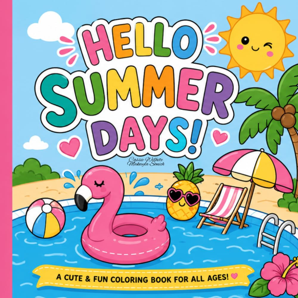 Hello Summer Days! Summer Time Coloring Book: 'Fun Beach, Pool & Sunshine Coloring Pages for All Ages'