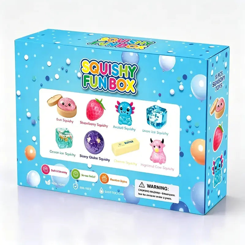8-Piece Set Squishy Box,Malt Sugar Stress Relief Fidget Toys, Sensory Bundle, Creative Slow-Return Squishy, Party Gift, 8 Different Styles