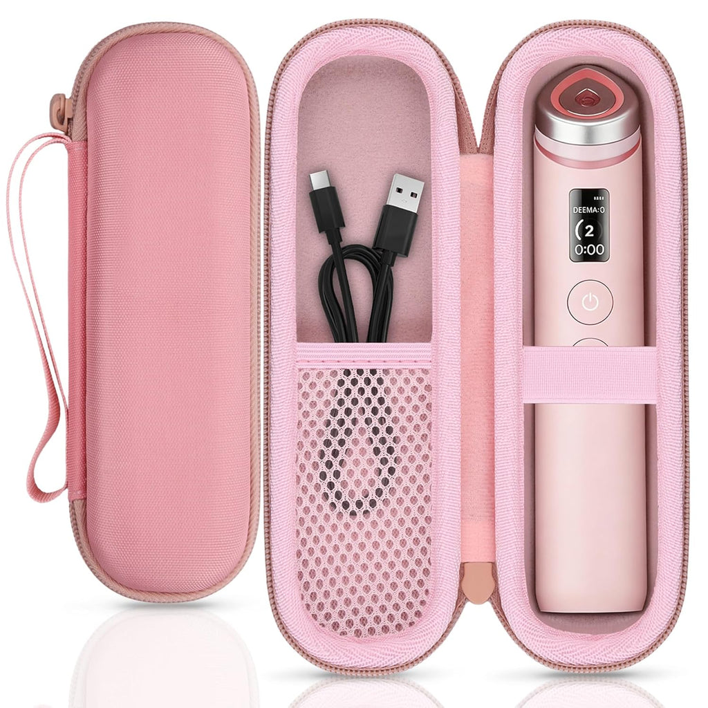 For Medicube Booster Pro 6-In-1 Real Glass Glow Beauty Massager Protective Hard Case, Travel Storage Organizer for Women, Shockproof & Water-Resistant EVA Shell, Pink -