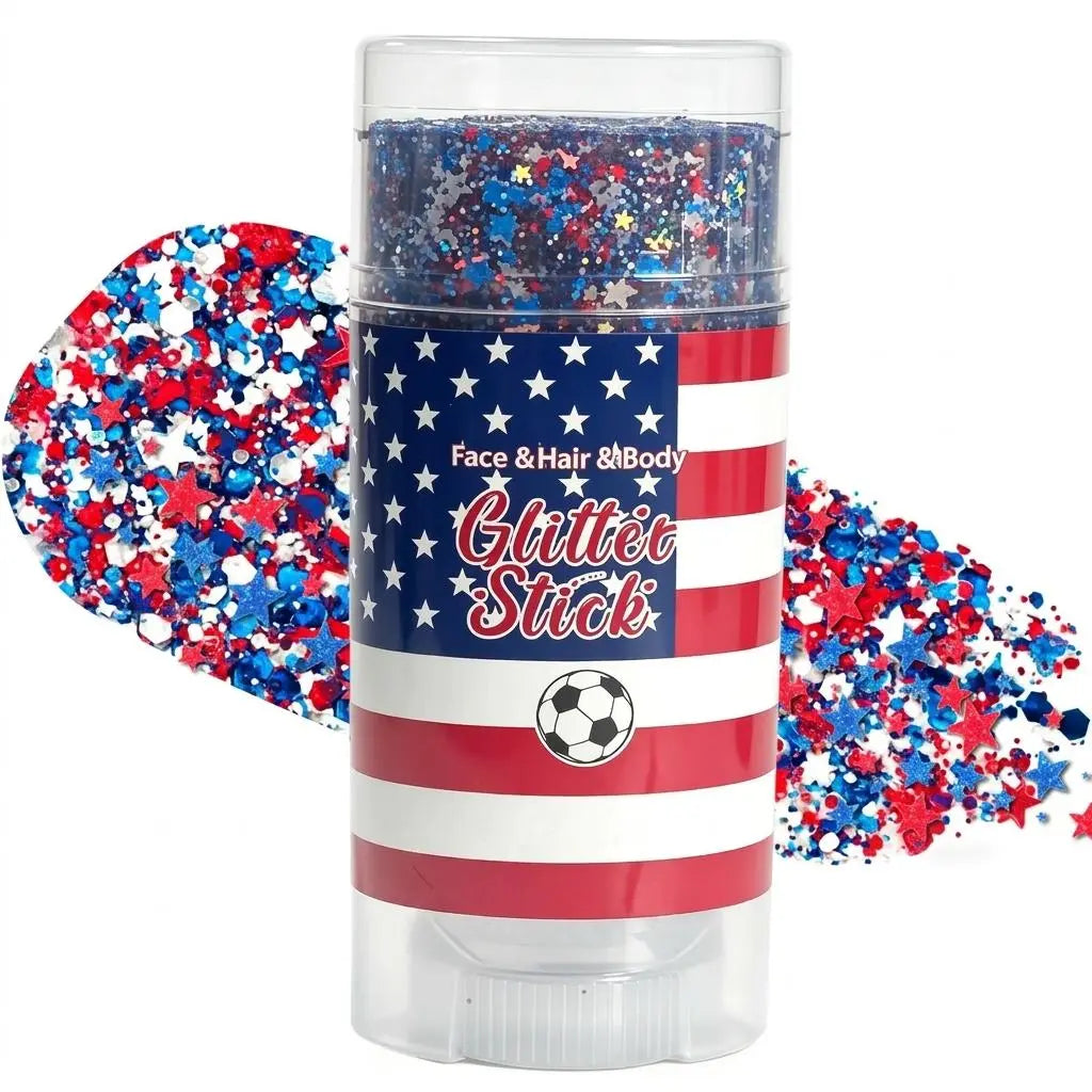 4Th of July Red White Blue Glitter Stick, Body & Hair Sparkle Makeup for Independence Day Party, Parade, Festival & Fireworks Look