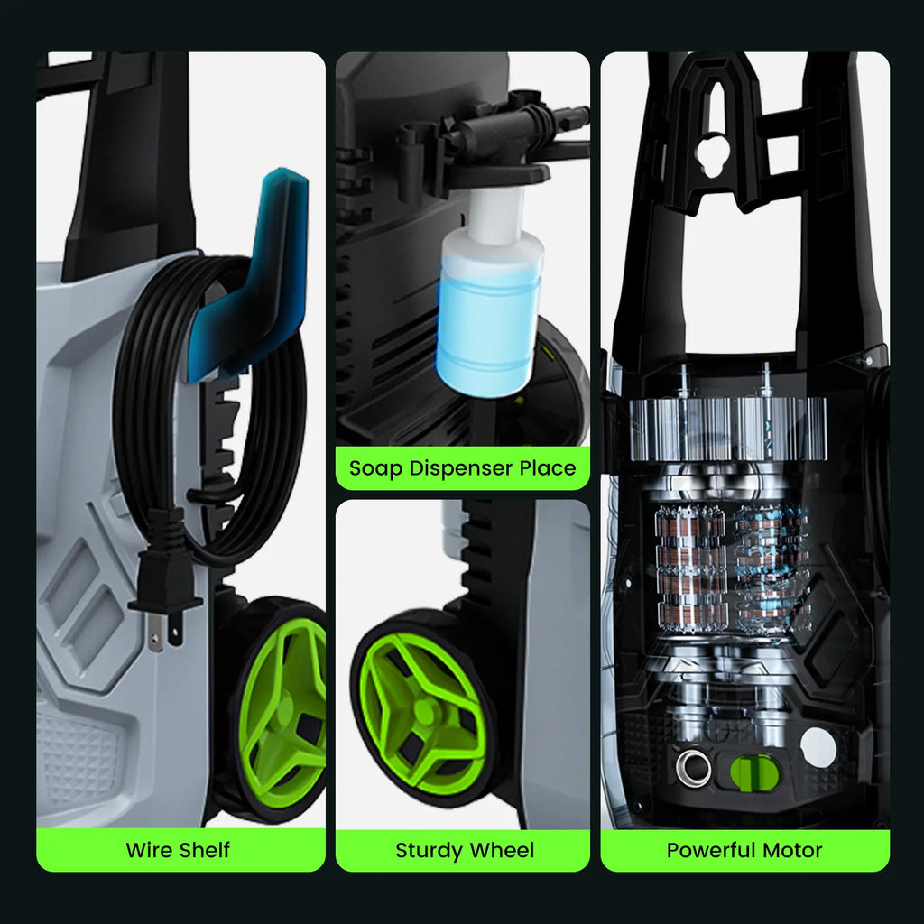 2.6 GPM 2600PSI Electric Pressure Washer with Foam Cannon for Cleaning Cars , Driveways, Decks, Fences, Patios & Outdoor Cleaning, 3 Wand Lengths 1600W Portable Pressure Cleaner Fathersdaygift