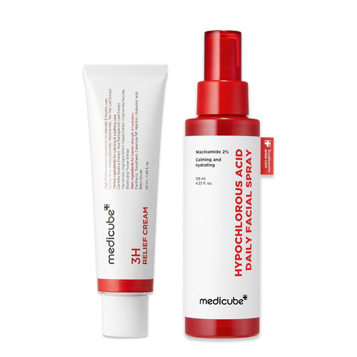 Calming & Barrier Comfort Duo: 3H Daily Relief Cream and Hypochlorous Acid Power Soothing Spray | Daily Soothing & Post-Care Hydration Routine