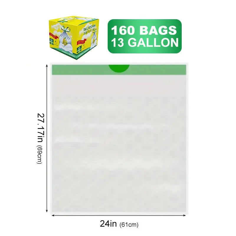 【Summerwins】Count Ultra Strong 13Gallon Trash Bags, Individually Folded Tall Kitchen Trashbags Resist Leaks, Punctures, Ripsdrawstring,Office,Outdoors,Party,Petlovers,Summerwins