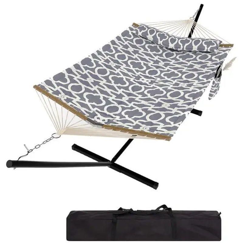 【Summer Sale】Heavy Duty Portable Double Hammock with Stand, 475 Lbs Capacity, Portable Design with Balance Rope, for Patio Backyard Garden Beach, Summer Vibe, Backyard Hammock, Outdoor Patio Furniture