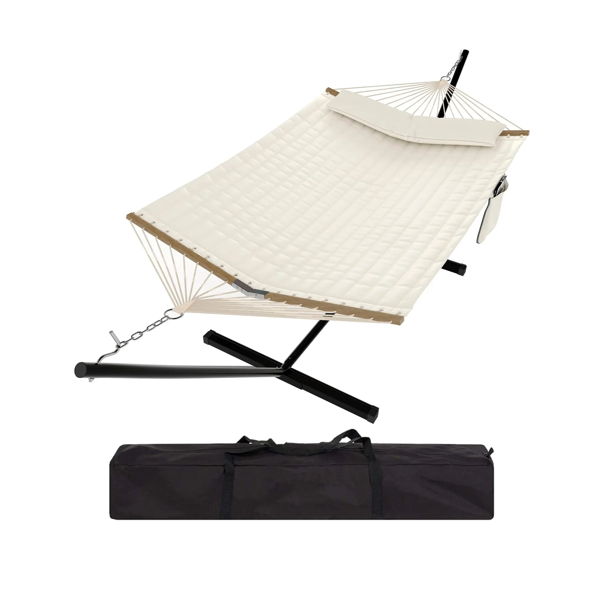 【Summer Sale】Heavy Duty Portable Double Hammock with Stand, 475 Lbs Capacity, Portable Design with Balance Rope, for Patio Backyard Garden Beach, Summer Vibe, Backyard Hammock, Outdoor Patio Furniture