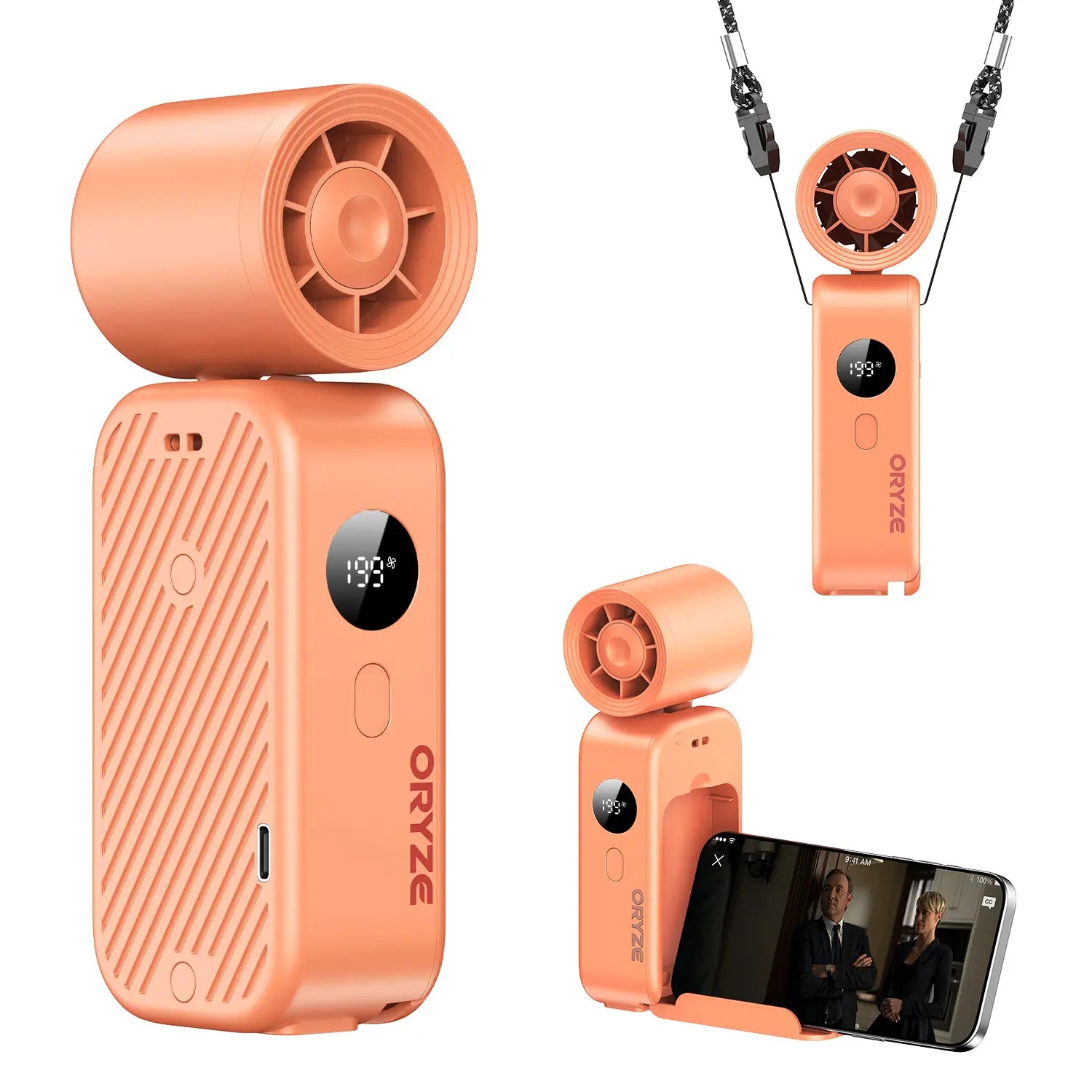 Handheld High Speed Fan 5-In-1 Rechargeable, 199°Adjustable Airflow, USB Cooling, Perfect Fortravel, Office,And Personal Use Protection Dealsforyoudays