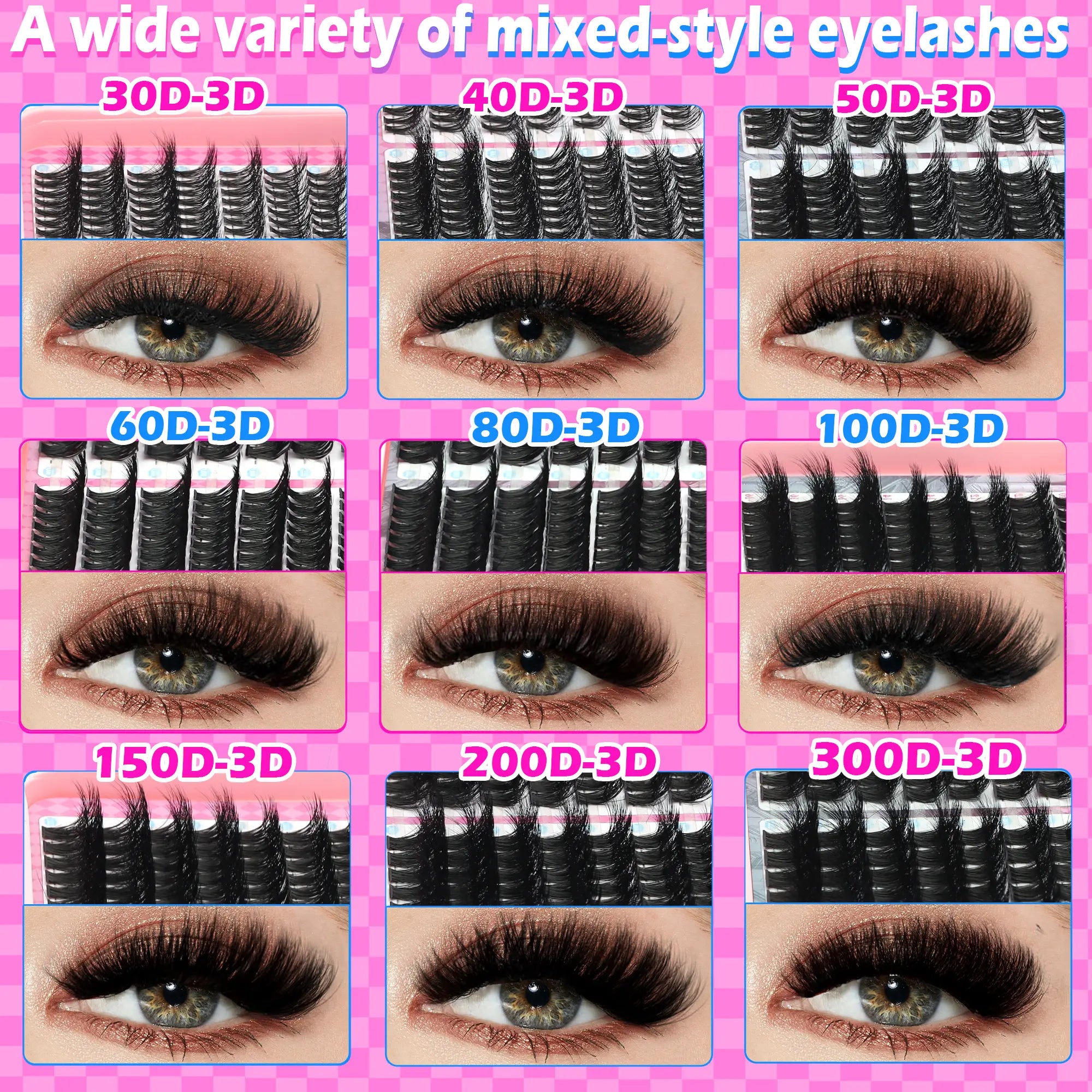 YIDUO 1560Pcs Lash Clusters Extension Kit – 9 Styles (30D/40D/50D/60D/80D/100D/150D/200D/300D), Mixed Fluffy Individual Lashes with Lash Book, Multi-Volume & High Cost-Effectiveness, Includes Bond & Seal, Beginners & Professionals Cosmetic Dealsforyoudays