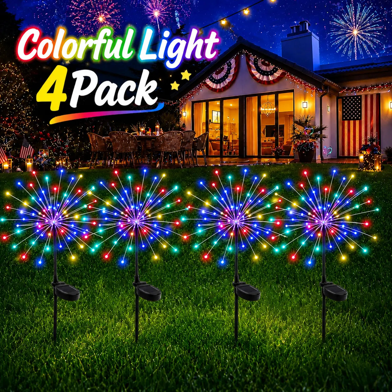 Solar Garden Lights Outdoor, 150LED Firework Lights for Summer, Waterproof Solar Fairy Lights with 8 Lighting Modes, Decorative Twinkle Lights for Garden, Yard, Patio, Pathway, Lawn & Outdoor Decor