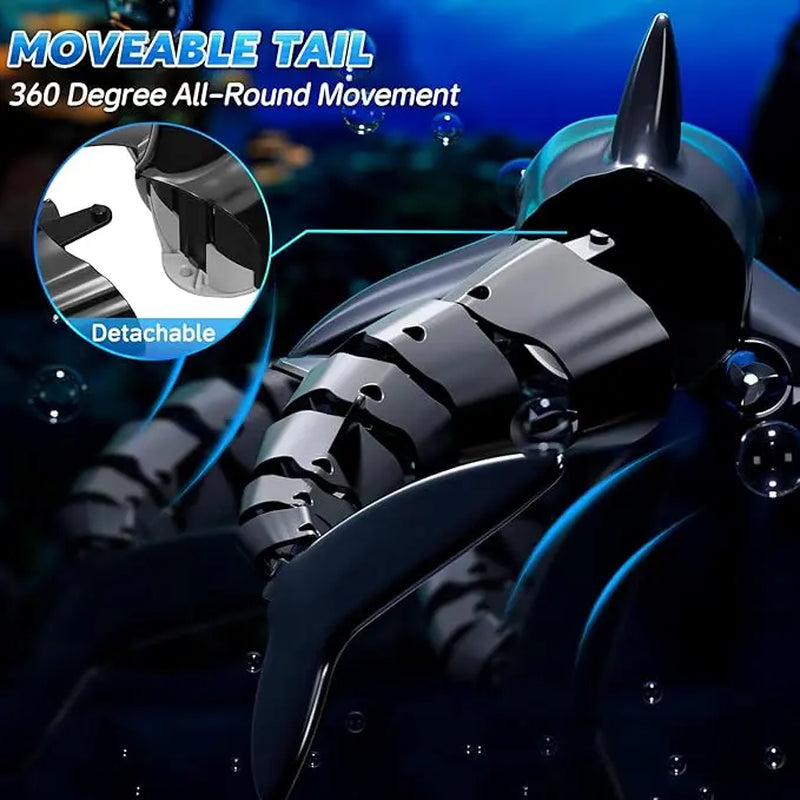 Remote Control Mosasaurus Shark Toys for Boys Kids, 1:18 Scale High Simulation Shark for Pool, 2.4Ghz Electric RC Shark Boat Fish Toys with Light & Spray, Toy Shark Gifts for 6 7 8 9 Year Olds Kid Boys Men Girls