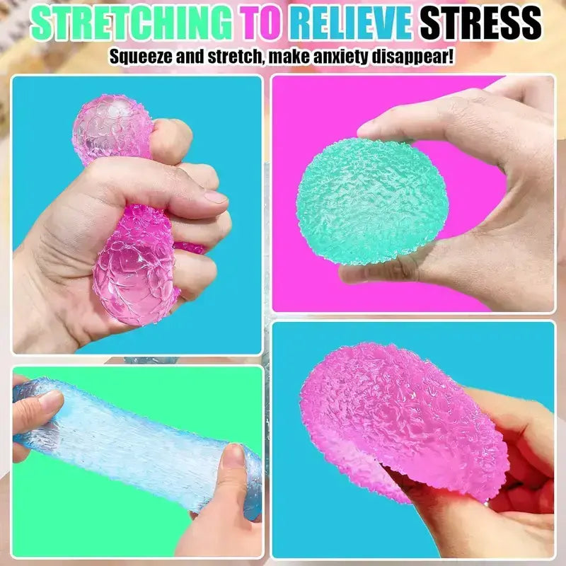4-Piece Set Mystery Squishy Fun Box,Blind Box Malt Sugar Stress Relief Fidget Toys, Handmade Crystal Mochi Ball Squishies, Soft Stress Relief Fidgeting Toy, Anxiety Fidgets Sensory Play Set for Relaxing & Gifting