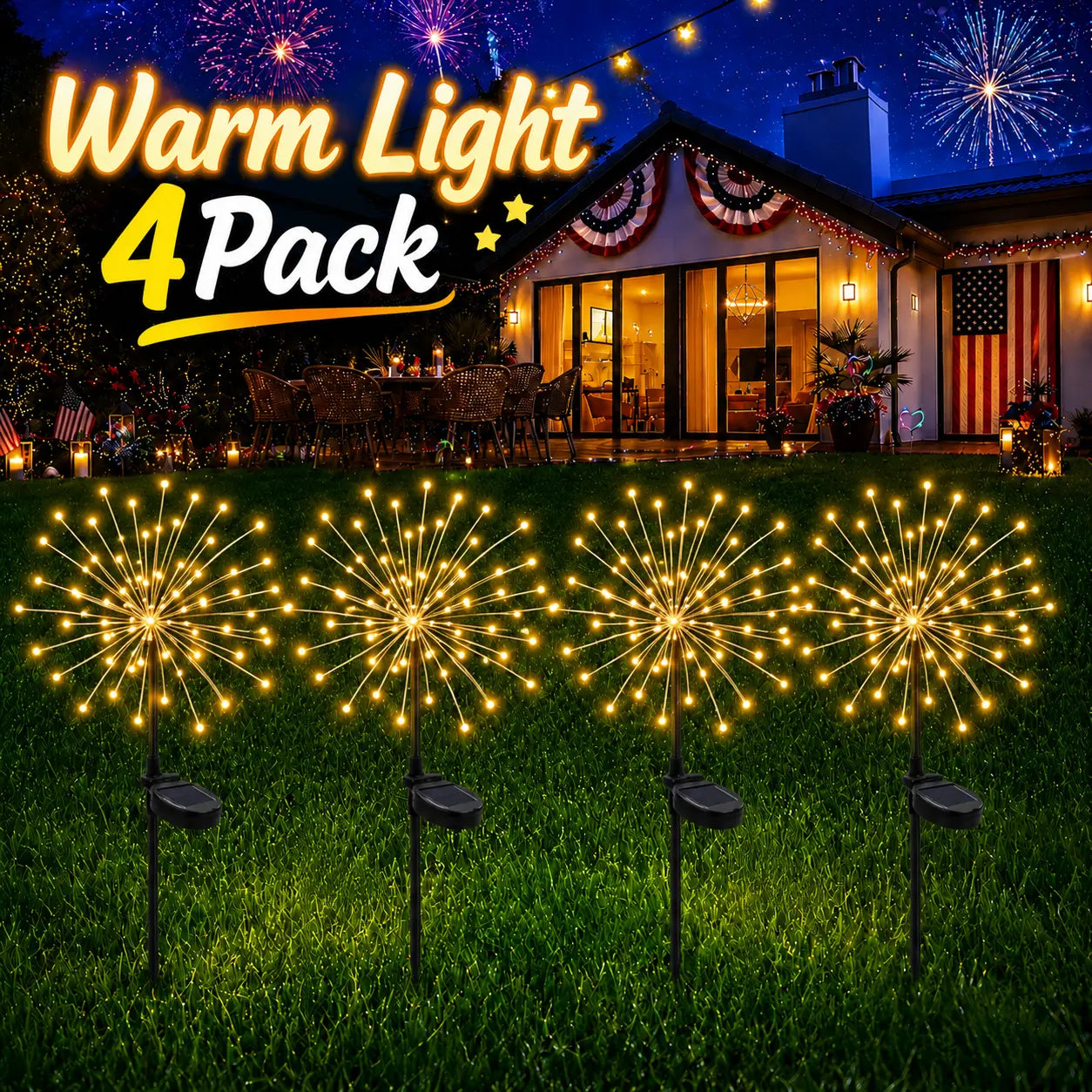 Solar Garden Lights Outdoor, 150LED Firework Lights for Summer, Waterproof Solar Fairy Lights with 8 Lighting Modes, Decorative Twinkle Lights for Garden, Yard, Patio, Pathway, Lawn & Outdoor Decor