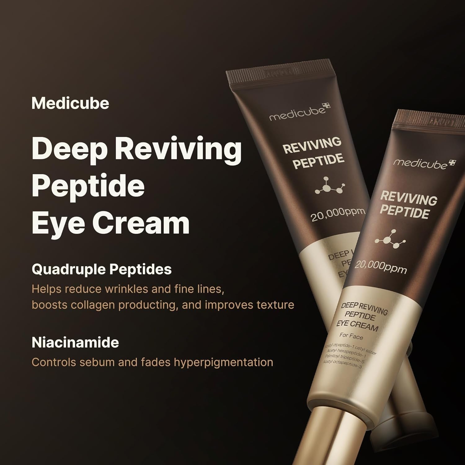 Eye Serum with Deep Reviving Peptide | Eye Treatment Serum with Multi Peptides, Niacinamide & Squalane | Reduces Signs of Aging and Fine Lines | Korean Skincare, 1.01 Fl.Oz