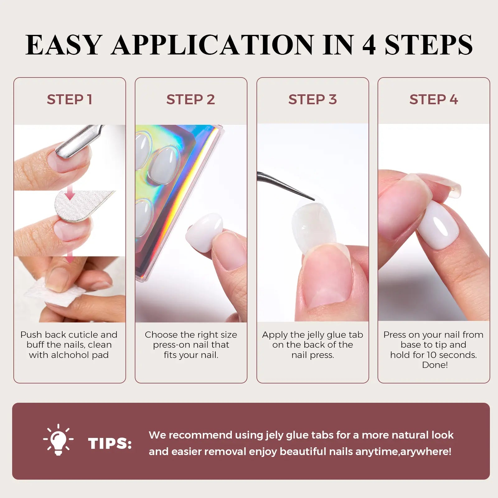 AILLSA Vacation-Ready Press-On Nails for Every Summer Mood, Glossy Salon-Look Fake Nails for Vacation & Everyday Wear