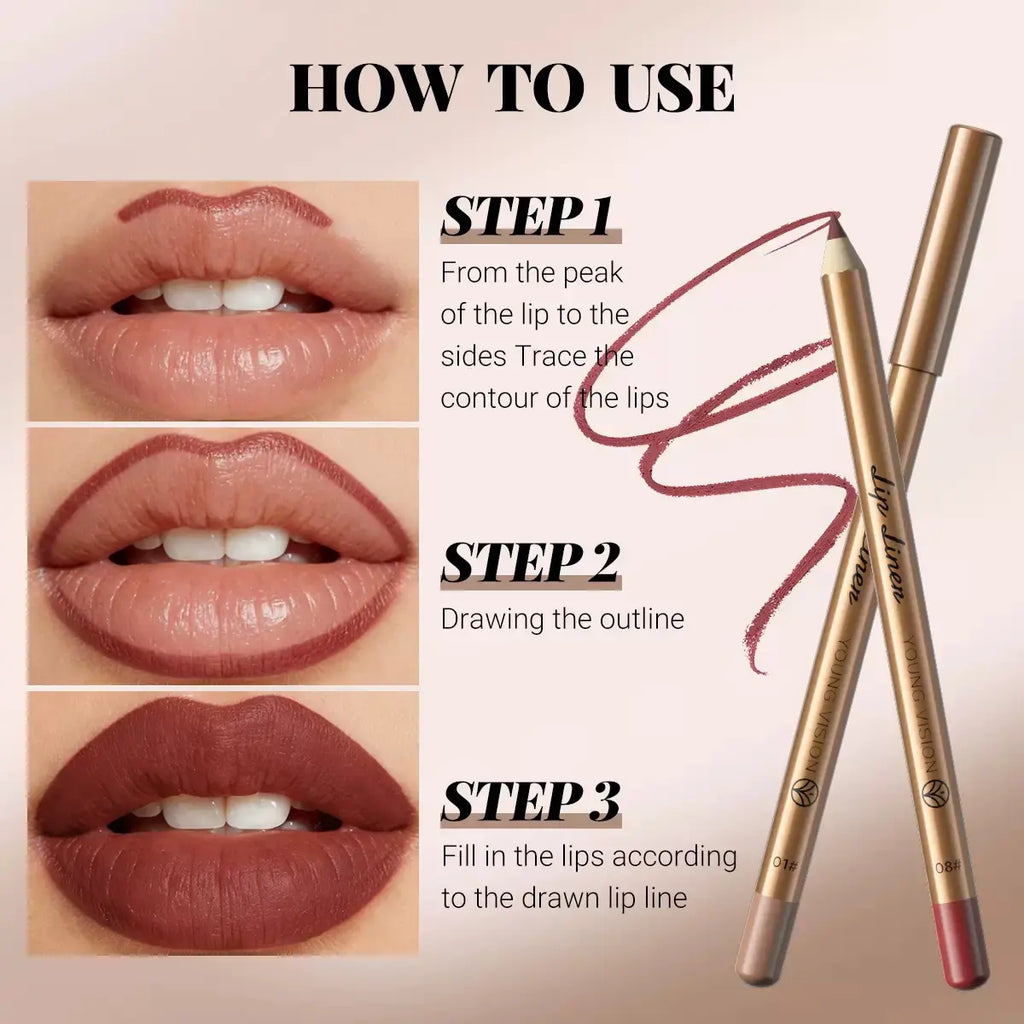 Easy Coloring Lip Liner Pencil Set, 12Pcs/Box Matte Lip Liners, Long-Lasting Matte Lipliner for All Occasions, Lip Makeup Cosmetic Kit, Lip Product