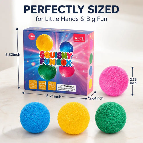 4-Piece Set Mystery Squishy Fun Box,Blind Box Malt Sugar Stress Relief Fidget Toys, Handmade Crystal Mochi Ball Squishies, Soft Stress Relief Fidgeting Toy, Anxiety Fidgets Sensory Play Set for Relaxing & Gifting