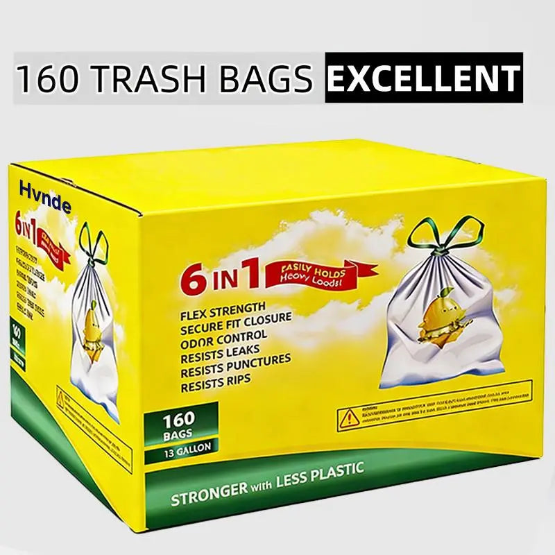 【Summerwins】Count Ultra Strong 13Gallon Trash Bags, Individually Folded Tall Kitchen Trashbags Resist Leaks, Punctures, Ripsdrawstring,Office,Outdoors,Party,Petlovers,Summerwins