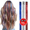 Holographic Hair Tinsel Easy Clip-In Sparkle Hair；Fairy Hair Tinsel Kit – No Damage, Super Shiny；Sparkly Hair Strands for Party & Game Day；Clip-In Hair Tinsel – Shimmer in Seconds