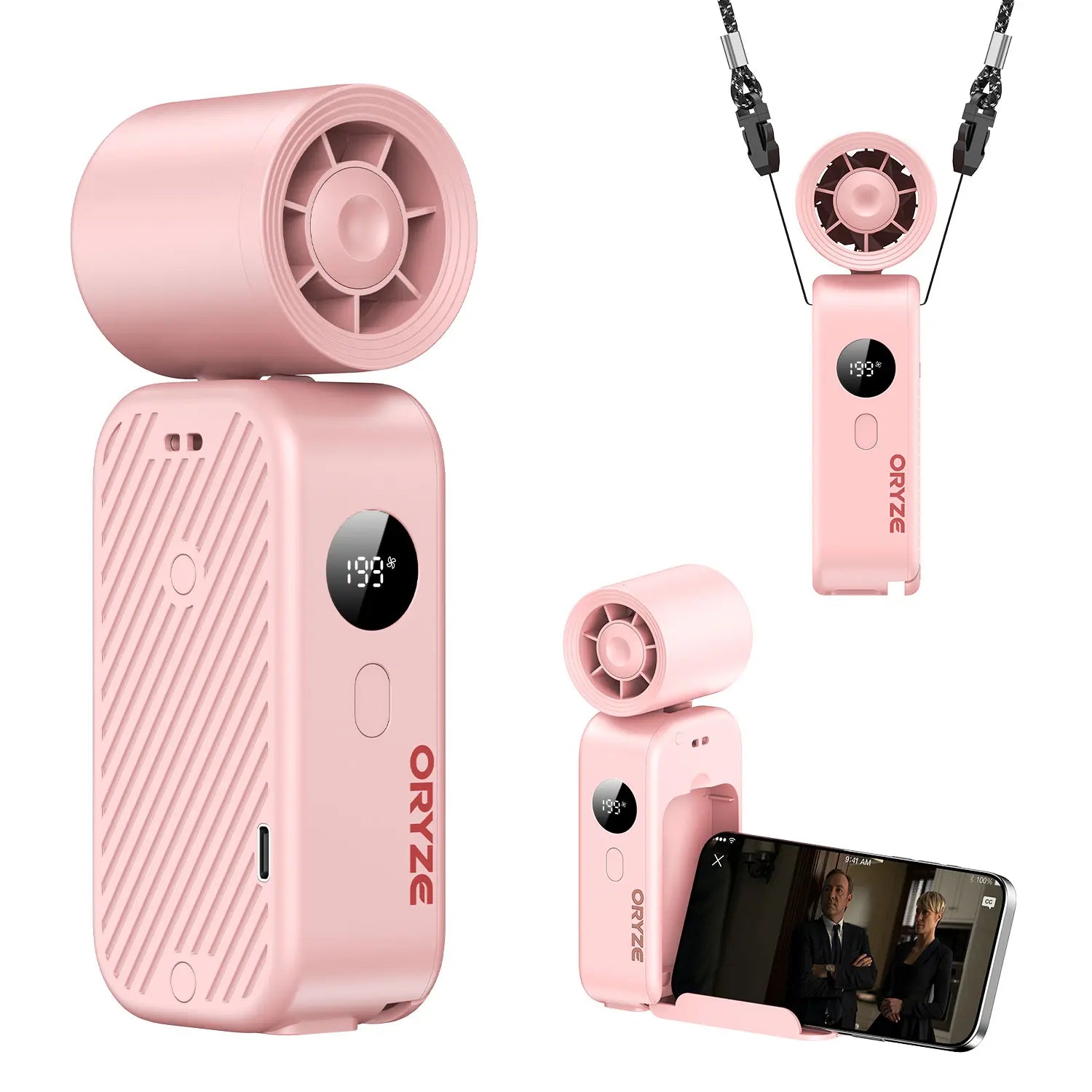 Handheld High Speed Fan 5-In-1 Rechargeable, 199°Adjustable Airflow, USB Cooling, Perfect Fortravel, Office,And Personal Use Protection Dealsforyoudays