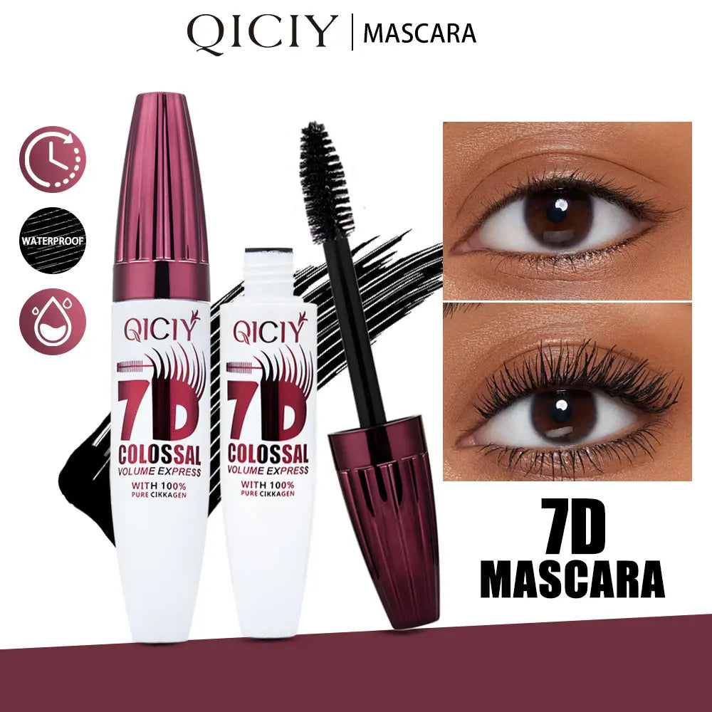 7D Waterproof Mascara - 24H Extreme Volume & Curl, Smudge-Resistant Lift for Natural False Lash Effect