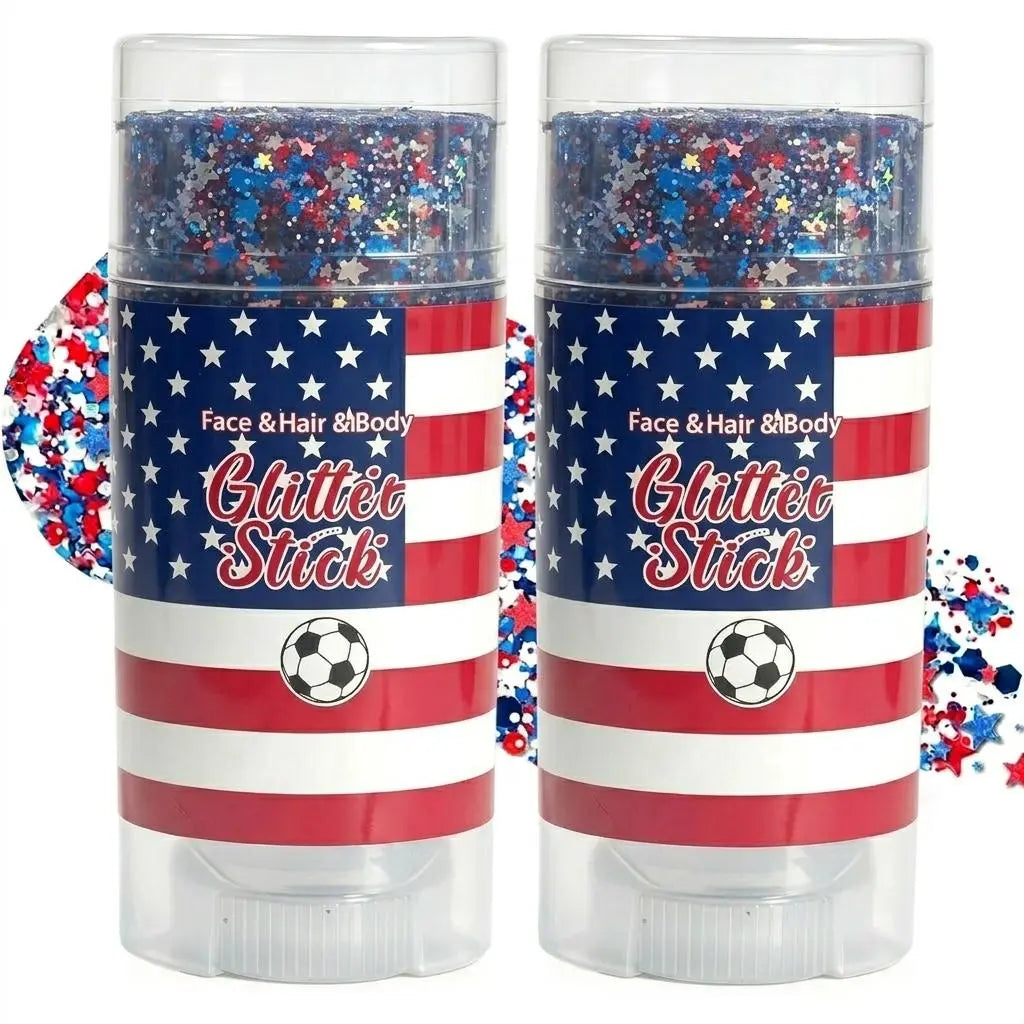 4Th of July Red White Blue Glitter Stick, Body & Hair Sparkle Makeup for Independence Day Party, Parade, Festival & Fireworks Look