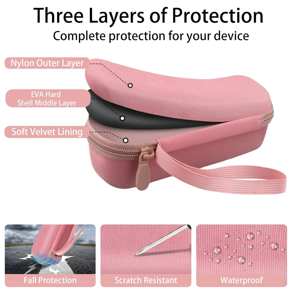 For Medicube Booster Pro 6-In-1 Real Glass Glow Beauty Massager Protective Hard Case, Travel Storage Organizer for Women, Shockproof & Water-Resistant EVA Shell, Pink -