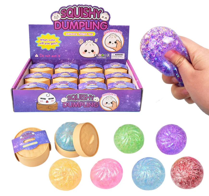 12Packs Mystery Dumpling Squishy - Super Soft Giant Dumpling Squishy with Steamer Box