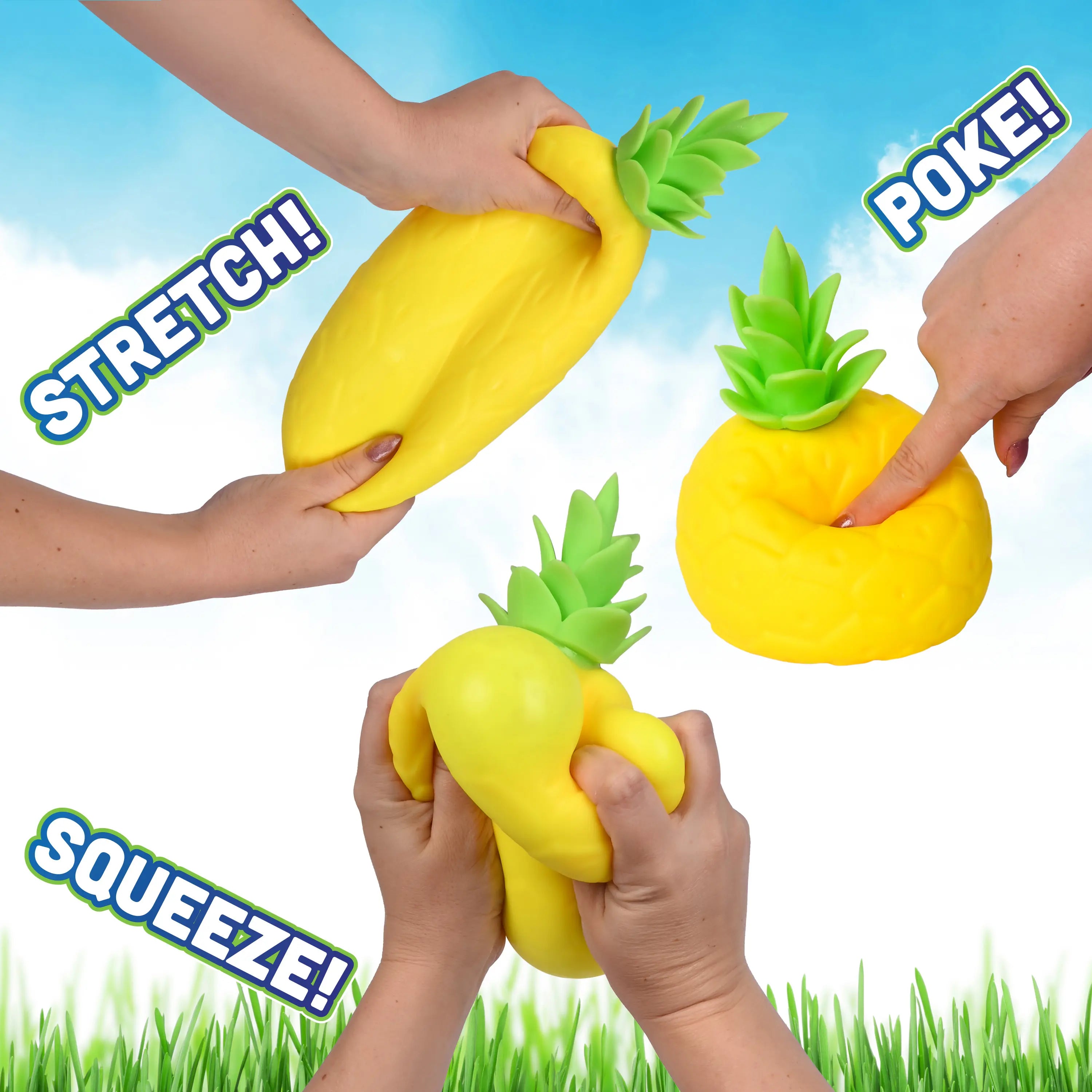 Toymendous Squishy Pineapple – Jumbo 6.5-Inch Squishy Fruit Stress Relief Toy – Sensory Stress Ball for Kids, Teens & Adults