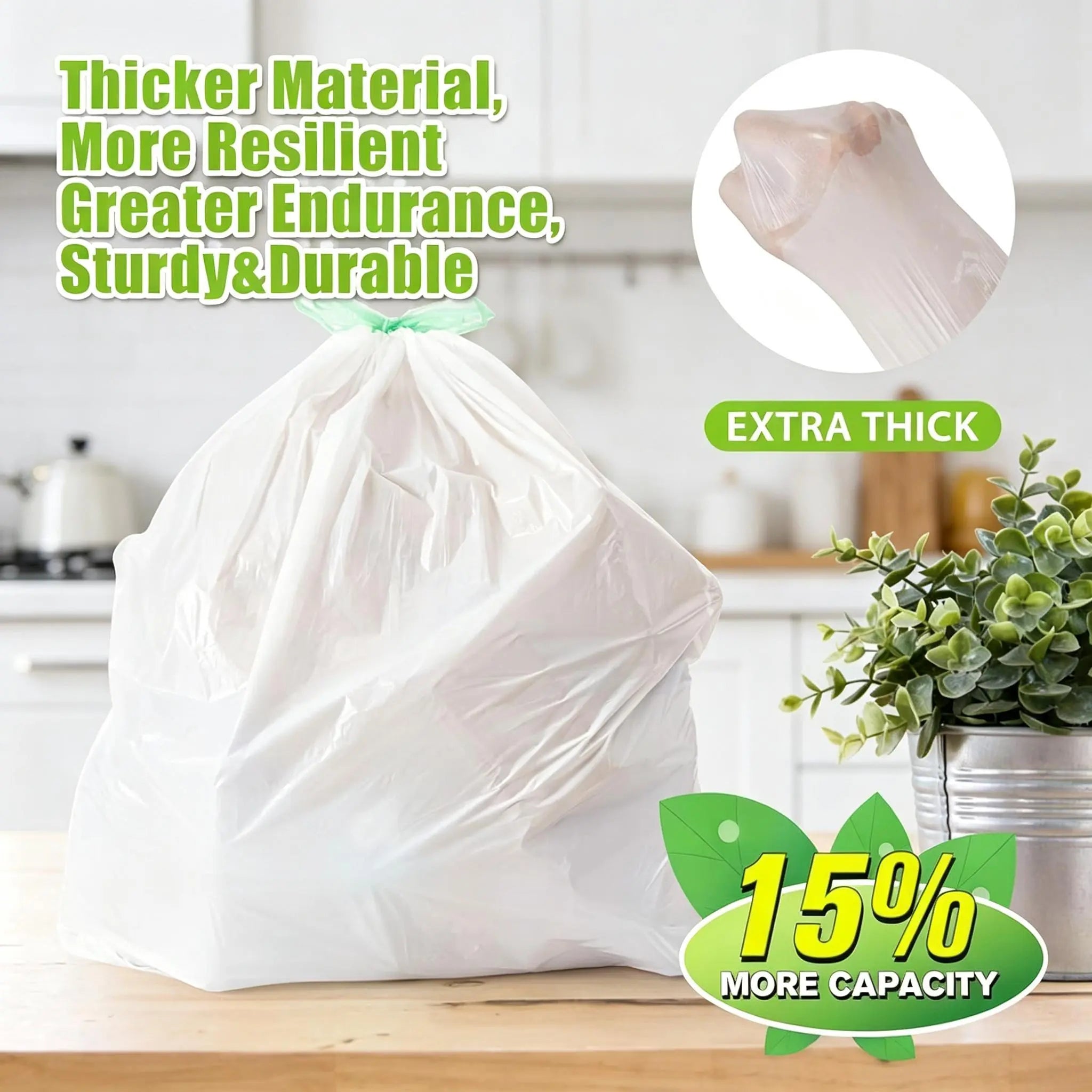 【Summerwins】Count Ultra Strong 13Gallon Trash Bags, Individually Folded Tall Kitchen Trashbags Resist Leaks, Punctures, Ripsdrawstring,Office,Outdoors,Party,Petlovers,Summerwins