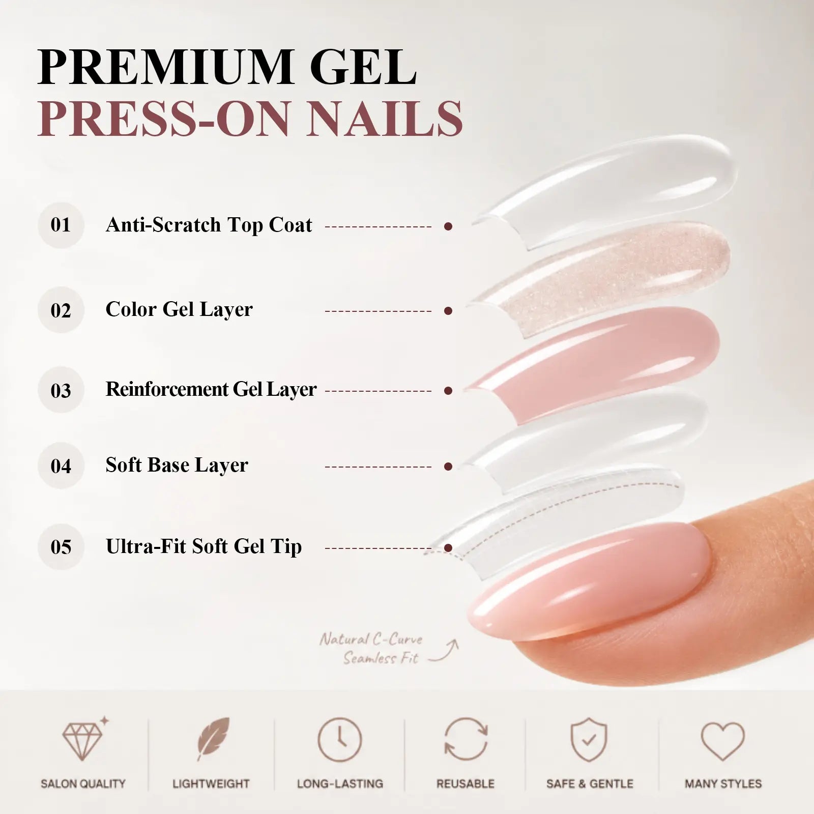 AILLSA Vacation-Ready Press-On Nails for Every Summer Mood, Glossy Salon-Look Fake Nails for Vacation & Everyday Wear