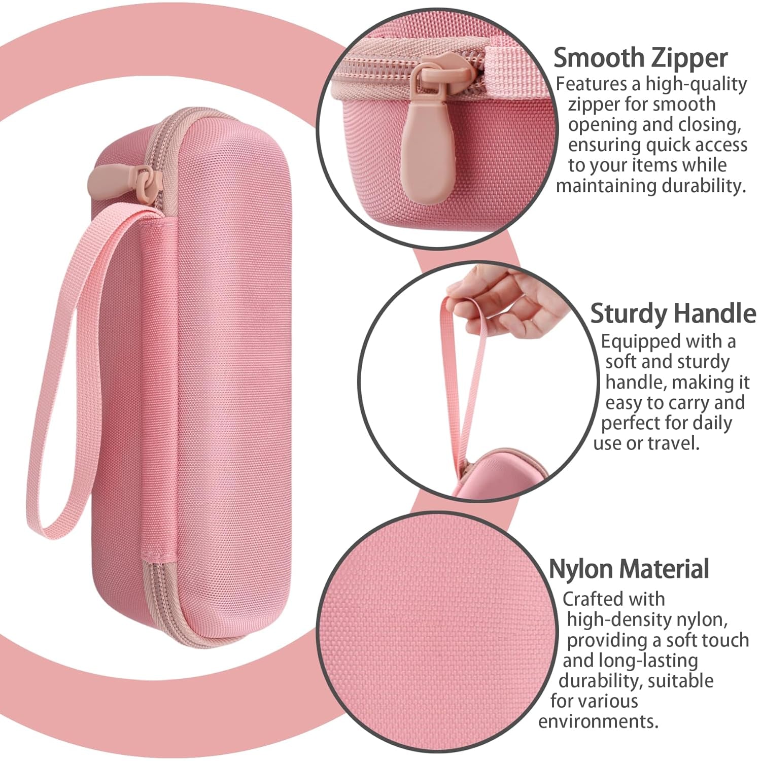 For Medicube Booster Pro 6-In-1 Real Glass Glow Beauty Massager Protective Hard Case, Travel Storage Organizer for Women, Shockproof & Water-Resistant EVA Shell, Pink -