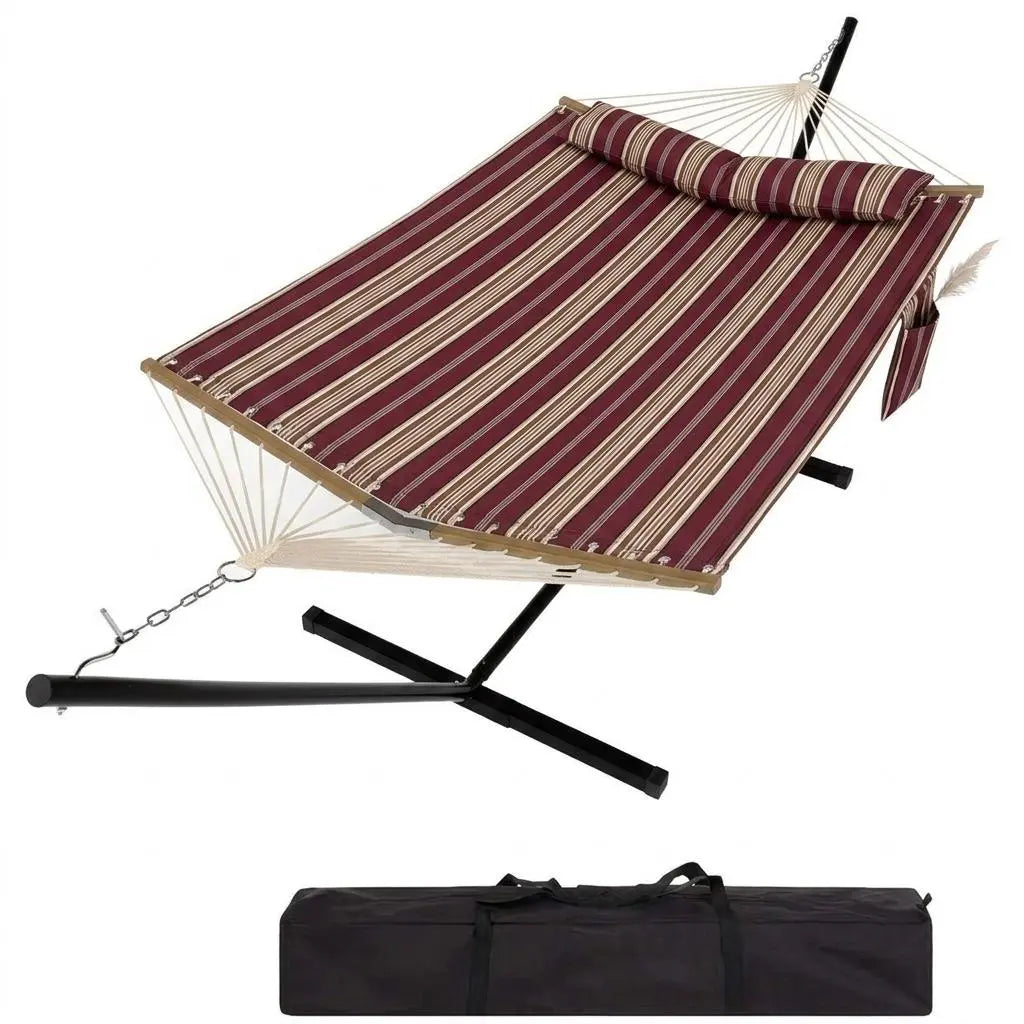 【Summer Sale】Heavy Duty Portable Double Hammock with Stand, 475 Lbs Capacity, Portable Design with Balance Rope, for Patio Backyard Garden Beach, Summer Vibe, Backyard Hammock, Outdoor Patio Furniture