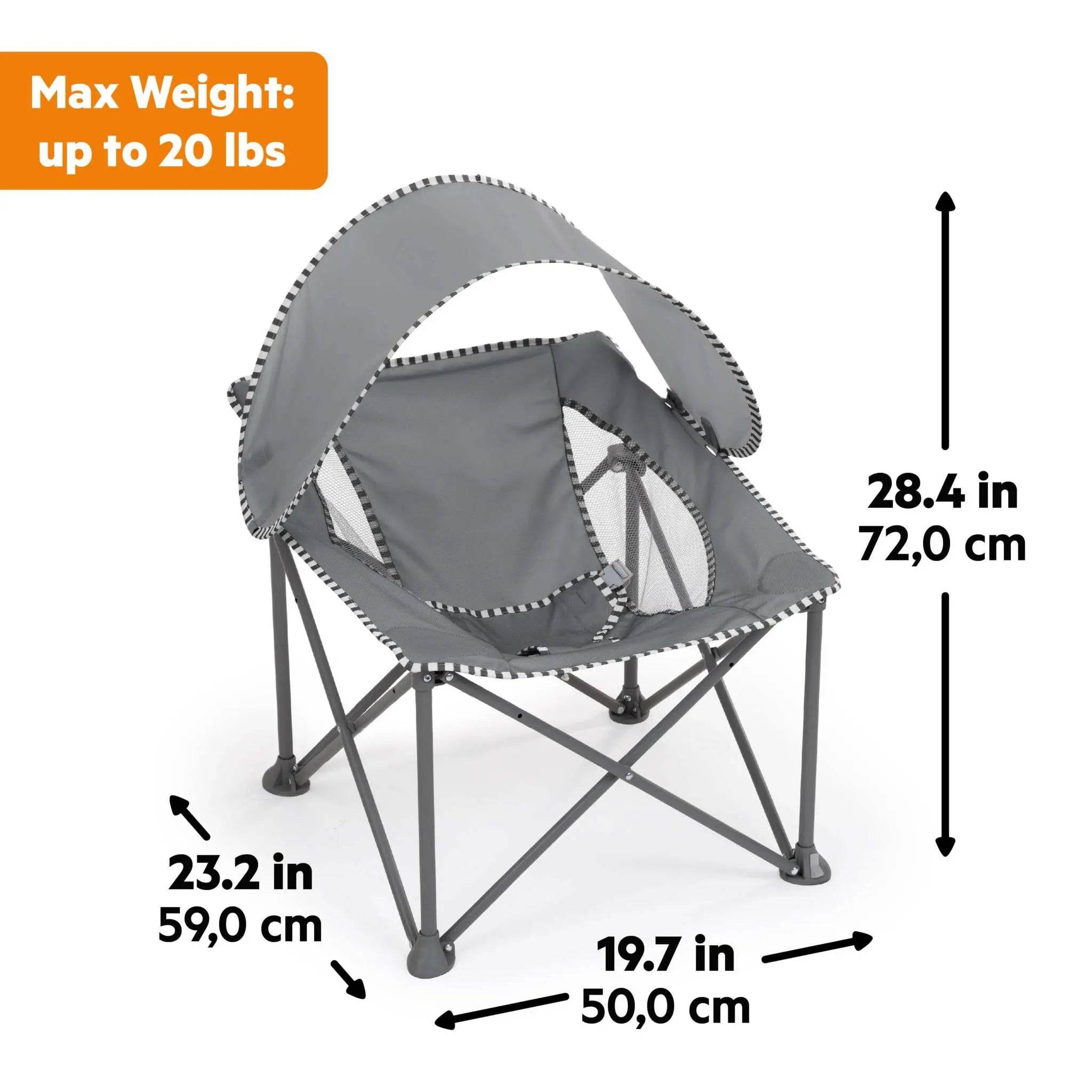 Bright Starts Pop ‘N Chill Travel Seat – Lightweight Foldable Baby Seat with Canopy, UPF 50+ Sun Protection, 3-Point Harness, Machine Washable Pad, Multiple Color Options, Newborn to 6 Months