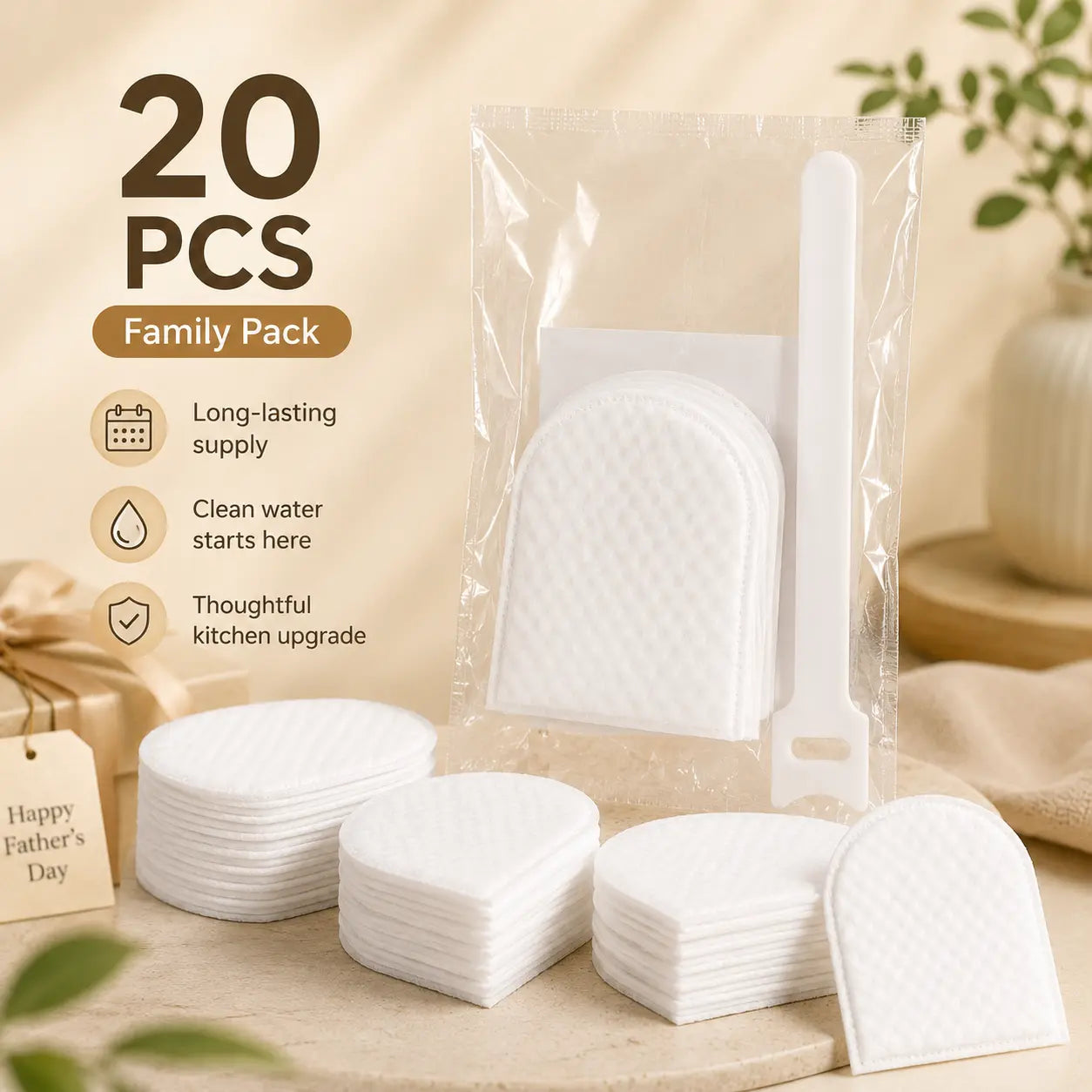 Faucet Filter Cotton Replacement Pads, Universal Sink Tap Water Filter Refill with Installation Strap, Disposable Faucet Splash Filter for Kitchen Bathroom Sink, 10/20/30 PCS