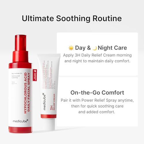 Calming & Barrier Comfort Duo: 3H Daily Relief Cream and Hypochlorous Acid Power Soothing Spray | Daily Soothing & Post-Care Hydration Routine