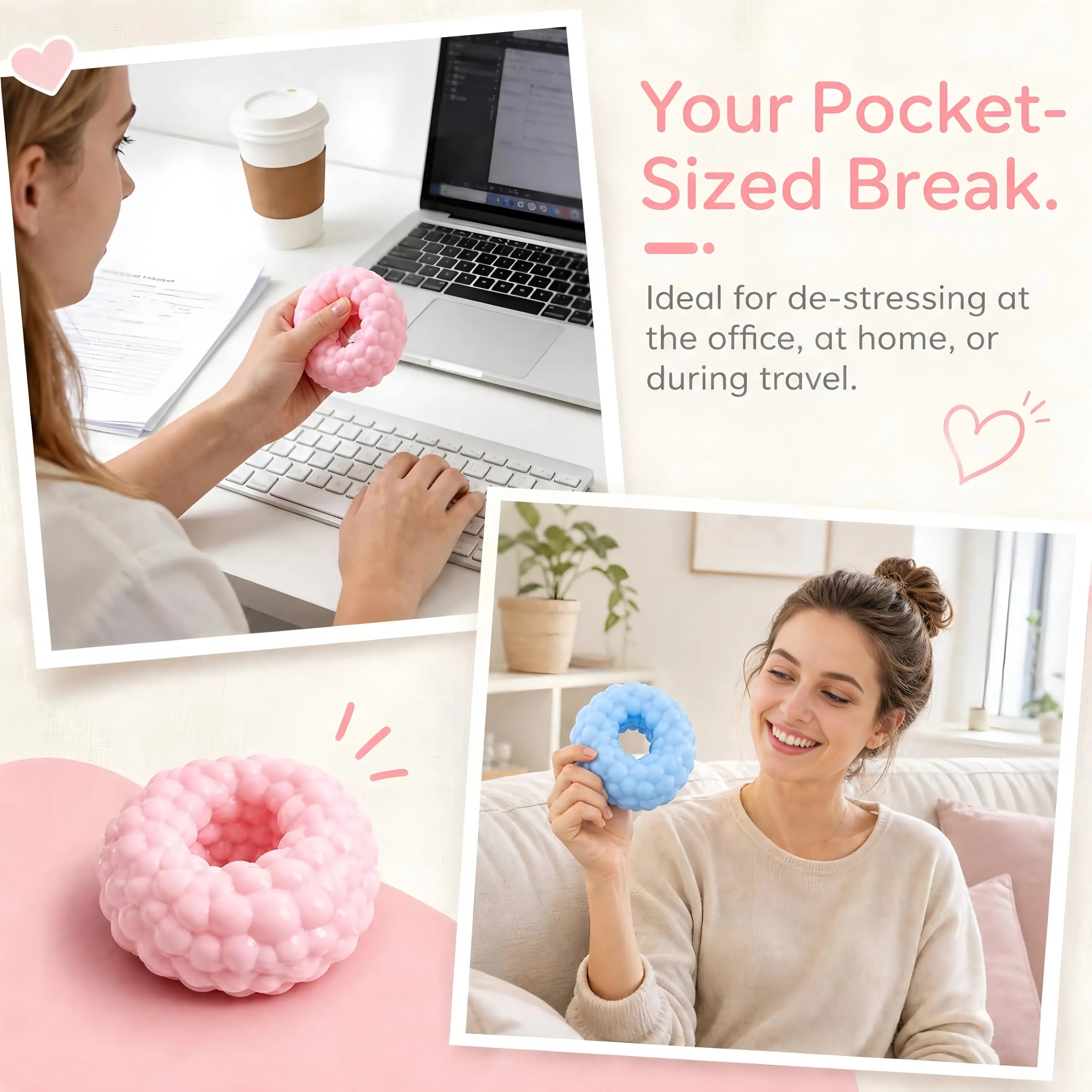 Crunchy Beaded Squishy Stress Ball, ASMR Smoothie Squeeze Toy, Anxiety Relief Fidget Toy for Adults & Kids, Party Favors Employee Gifts