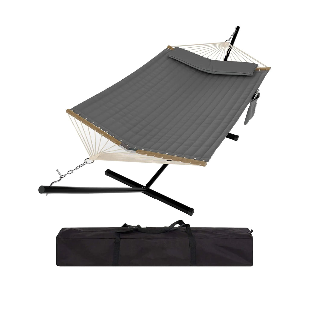 【Summer Sale】Heavy Duty Portable Double Hammock with Stand, 475 Lbs Capacity, Portable Design with Balance Rope, for Patio Backyard Garden Beach, Summer Vibe, Backyard Hammock, Outdoor Patio Furniture