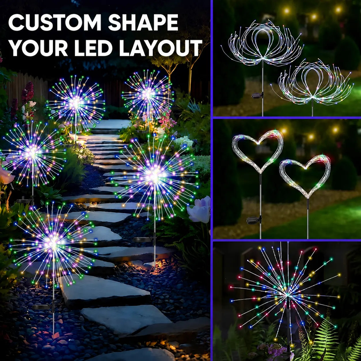 Solar Garden Lights Outdoor, 150LED Firework Lights for Summer, Waterproof Solar Fairy Lights with 8 Lighting Modes, Decorative Twinkle Lights for Garden, Yard, Patio, Pathway, Lawn & Outdoor Decor